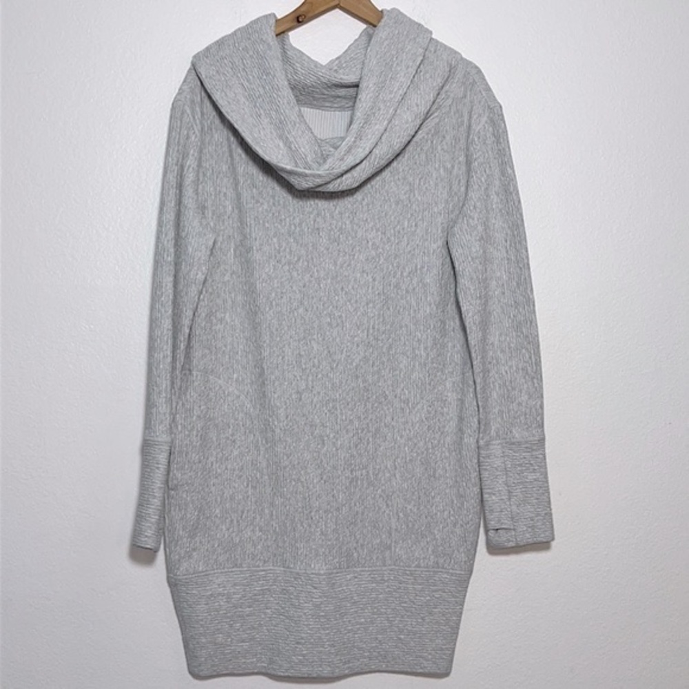 Lululemon Along The Way Crowl Neck Light Gray Sweater Dress Size UnKnown